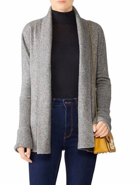 Vince Wool & Cashmere Wide Collar Cardigan Heather Gray Sz Small